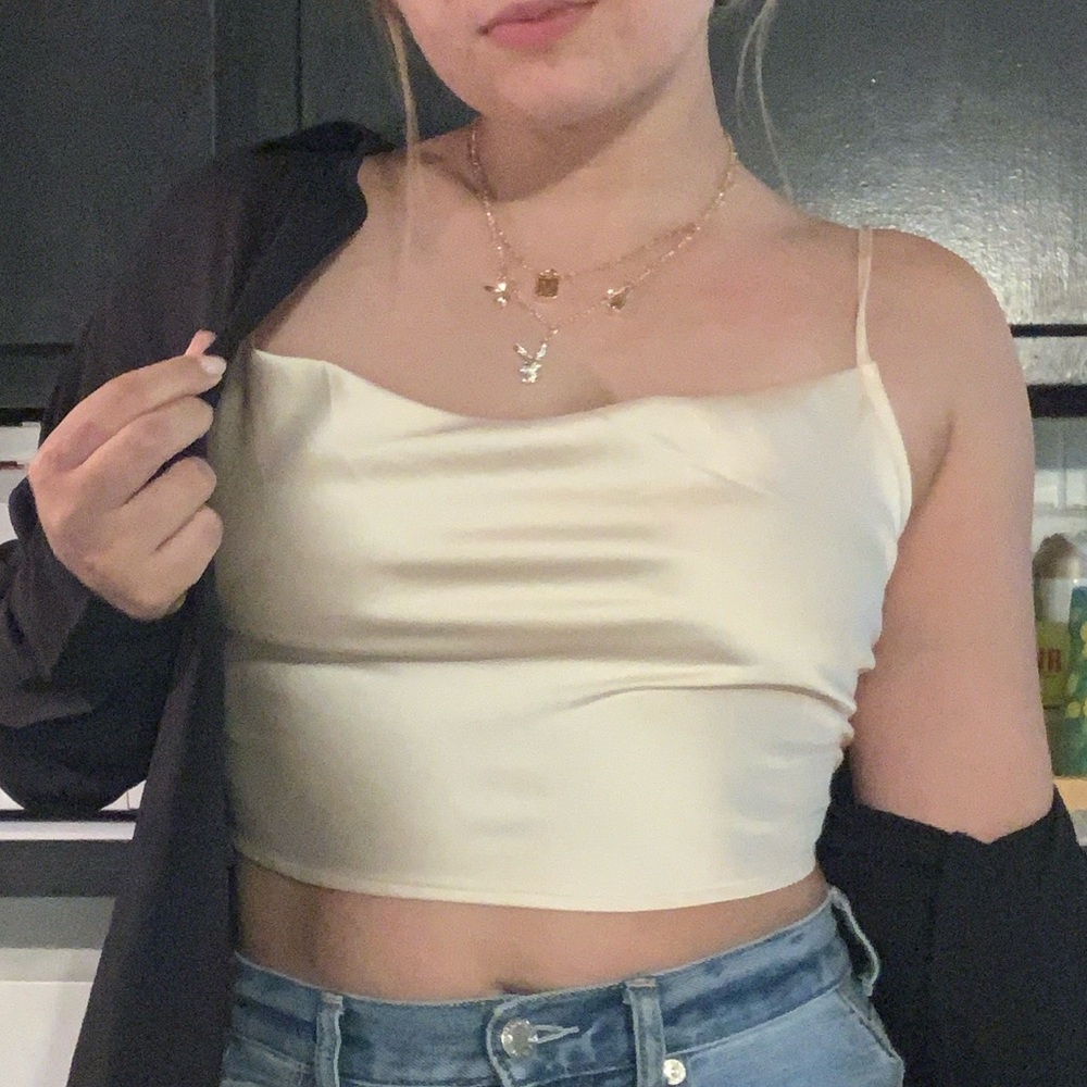 Satin rose gold forever 21 top
